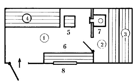 Рис. 212. Схема простейшей садовой бани